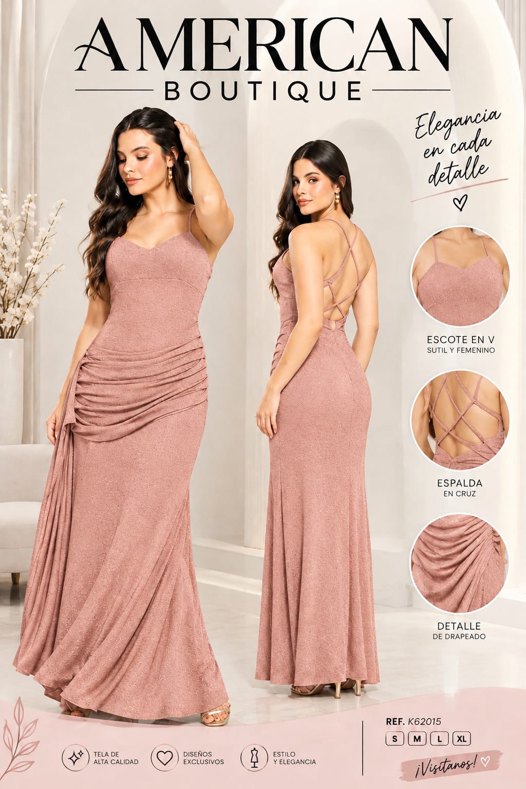 VESTIDO DRAPEADO PALO ROSA